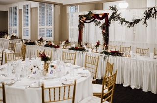 Wedding Venue - Tennysons Garden at The Brisbane Golf Club - The Tennyson Room 1 - Bridal Table backdrop on Veilability